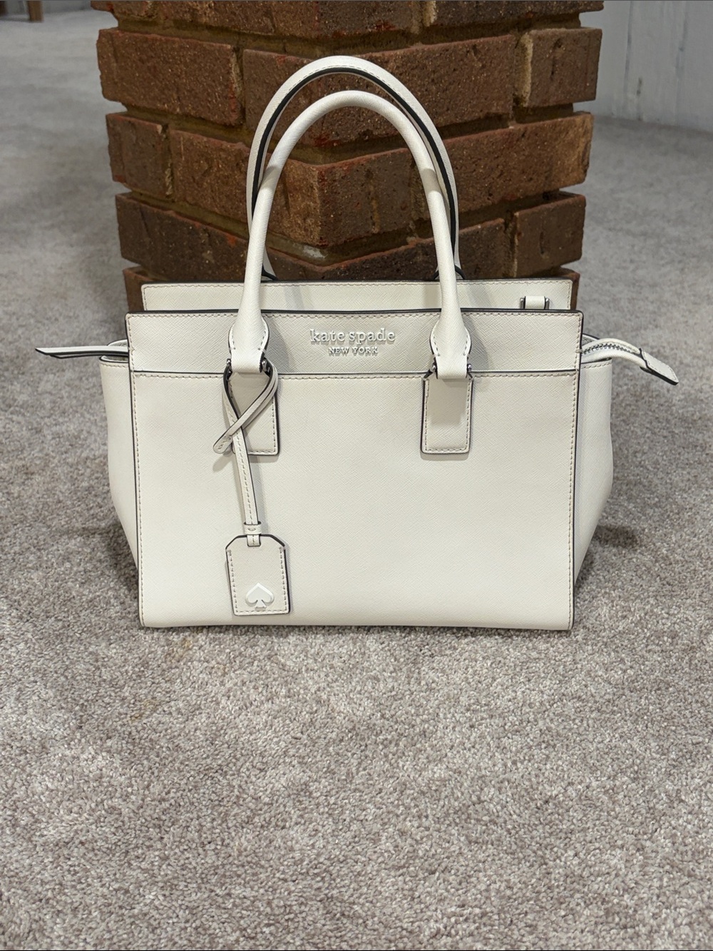 Kate Spade Cameron Saffiano Leather Satchel - Parchment White (WKRU6426)